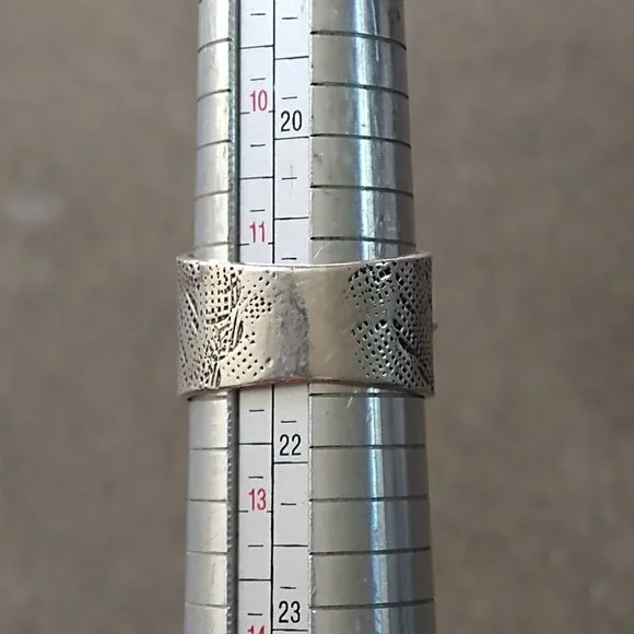Vintage Sterling Silver Ring Size 12 Meteorite Modern Abstract Avant Garde